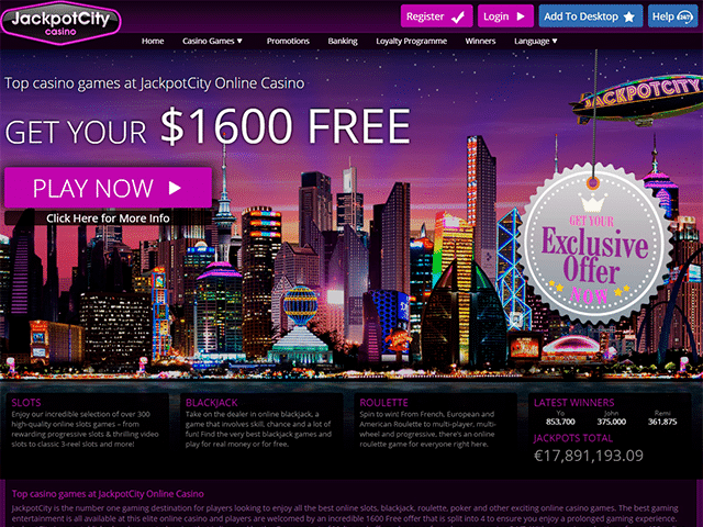 Jackpot City Casino Homepage